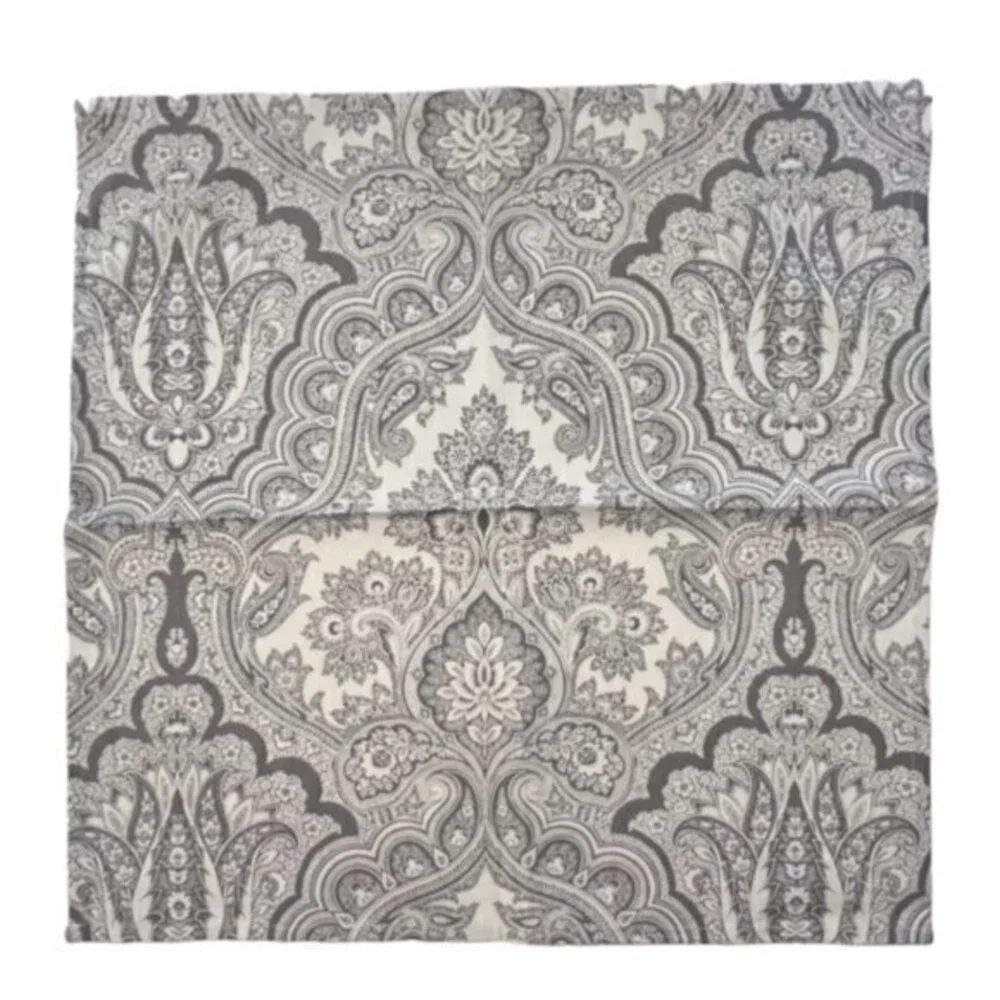 Inspired Treasures Cotton Napkins Grey White Paisley Floral BOHO Cottagecore 19
